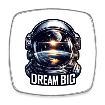Dream Big - Astronaut Illustration - Viereckiger Kühlschrankmagnet - Weiß - Vorne