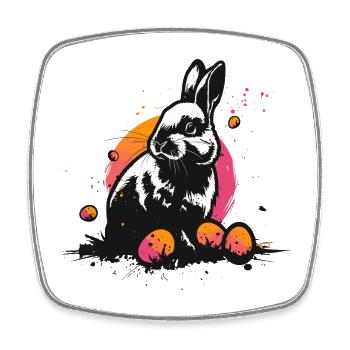 Hase in schwarz an Ostern - Viereckiger Kühlschrankmagnet - Weiß - Vorne