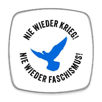 NIE WIEDER KRIEG! NIE WIEDER FASCHISMUS! - Viereckiger Kühlschrankmagnet - Weiß - Vorne