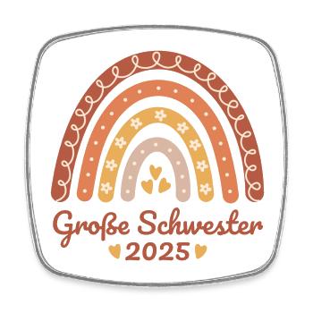 Geschwister Boho Regenbogen Große Schwester 2025 - Viereckiger Kühlschrankmagnet - Weiß - Vorne