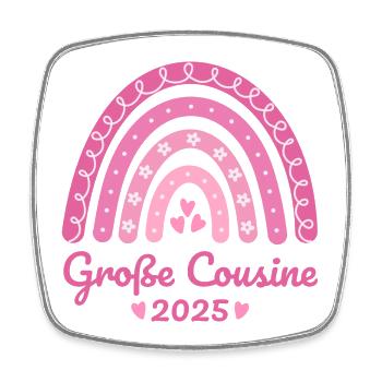 Boho Regenbogen rosa Große Cousine 2025 - Viereckiger Kühlschrankmagnet - Weiß - Vorne