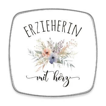 Erzieherin mit Herz - personalisierbares Design - Viereckiger Kühlschrankmagnet - Weiß - Vorne