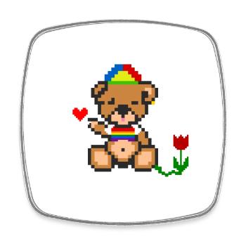 Pixel-Bären-Stolz - Viereckiger Kühlschrankmagnet - Weiß - Vorne