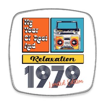 1979: Revolution bei klassischen Pop-Art-Walkmans - Viereckiger Kühlschrankmagnet - Weiß - Vorne