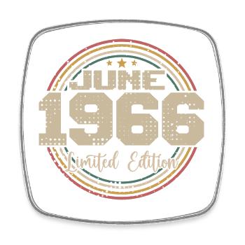 Born in June 1966 Birthday 11966 June 1966 June - Square fridge magnet - white - Front