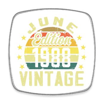 Juin 1988 Juin Cadeau Anniversaire June 1988 Rétro - Magnet carré - blanc - Devant