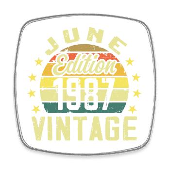 Juin 1987 Juin Cadeau Anniversaire June 1987 Rétro - Magnet carré - blanc - Devant