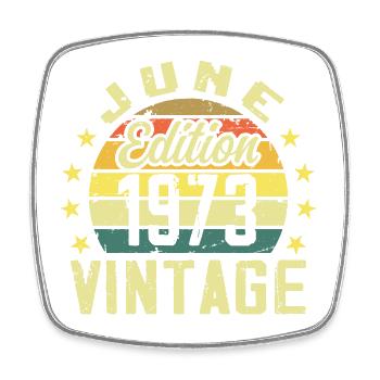 Juni 1973 Juni Retro Juni 1973 Geburtstagsgeschenk - Viereckiger Kühlschrankmagnet - Weiß - Vorne