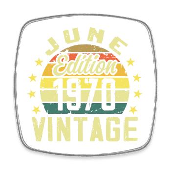 Juin 1970 Juin Cadeau Anniversaire June 1970 Rétro - Magnet carré - blanc - Devant