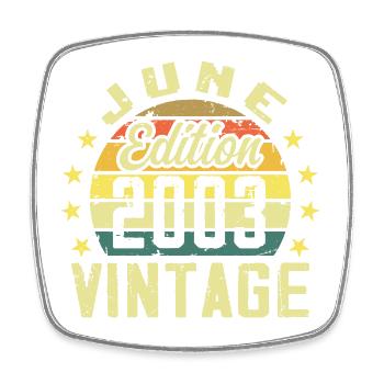 Juin 2003 Juin Cadeau Anniversaire June 2003 Rétro - Magnet carré - blanc - Devant