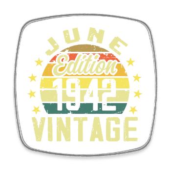 June 1942 June Retro June 1942 Birthday Gift - Square fridge magnet - white - Front