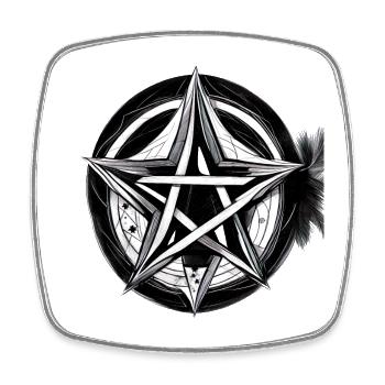 Pentagram Black White Summoning Black Magic - Square fridge magnet - white - Front