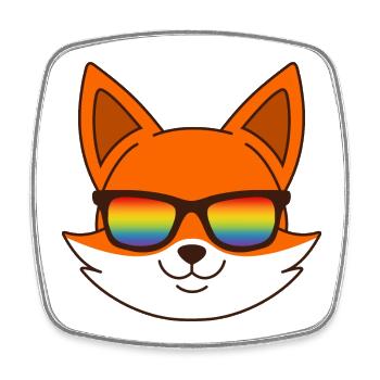 Renard avec lunettes de soleil arc-en-ciel - Magnet carré - blanc - Devant