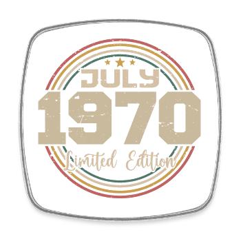 1970 Anniversaire Juillet 1970 Cadeau Juillet 1970 - Magnet carré - blanc - Devant