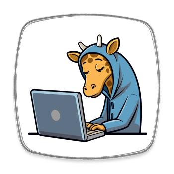Niedliche Hacker Giraffe im Hoodie vorm PC - Viereckiger Kühlschrankmagnet - Weiß - Vorne