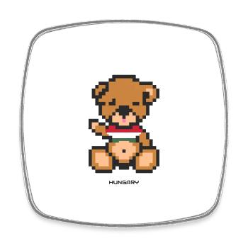 Pixel Bär Ungarn - Viereckiger Kühlschrankmagnet - Weiß - Vorne