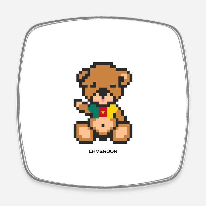 Pixel Bear Cameroon - Magnet carré - blanc