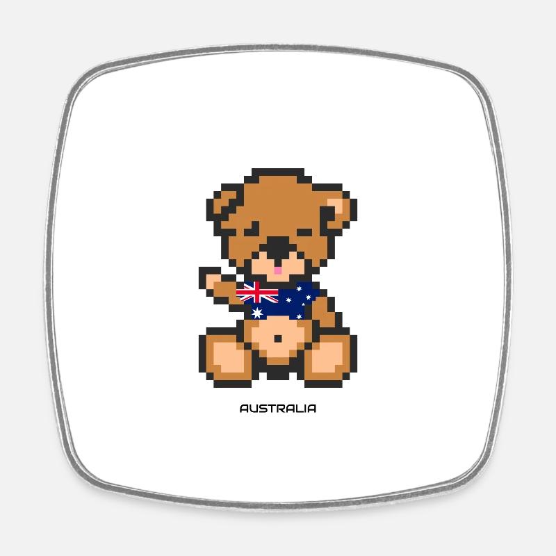 Pixel Bär Australien - Viereckiger Kühlschrankmagnet - Weiß