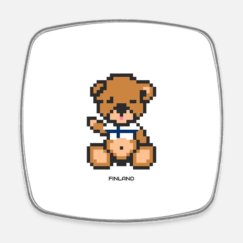 Pixel Bear Finland - Square fridge magnet - white