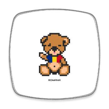 Pixel Bear Romania - Square fridge magnet - white - Front