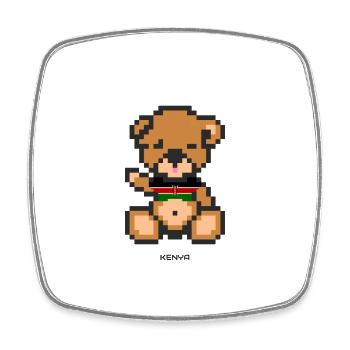 Pixel Bear Kenya - Square fridge magnet - white - Front