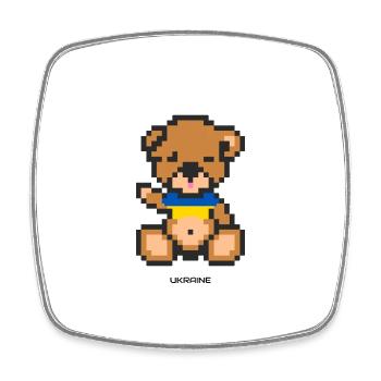 Pixel Bear Ukraine - Square fridge magnet - white - Front