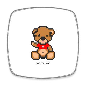 Pixel Bear Switzerland - Square fridge magnet - white - Front