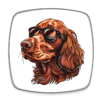 Setter Irlandais, Setter Rouge Irlandais, Chien - Magnet carré - blanc - Devant