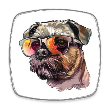 Belgische Zwerggriffons, Brussles Griffon, Hund - Viereckiger Kühlschrankmagnet - Weiß - Vorne
