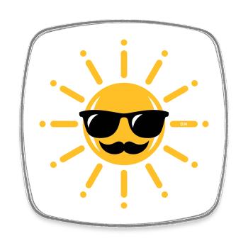 Lustige Sonne Mit Sonnenbrille Und Schnurrbart 3C - Viereckiger Kühlschrankmagnet - Weiß - Vorne