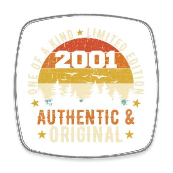 Original 2001 Geburtstagsgeschenk 2001 Authentisch - Viereckiger Kühlschrankmagnet - Weiß - Vorne