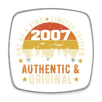 Original 2007 authentisches 2007 Geburtstagsgeschenk - Viereckiger Kühlschrankmagnet - Weiß - Vorne