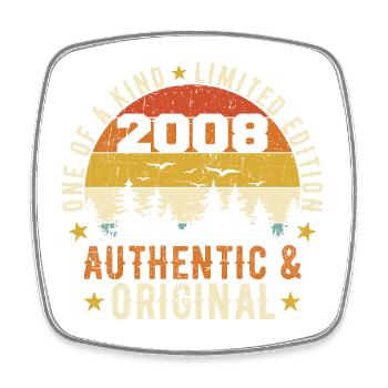 Original 2008 authentisches 2008 Geburtstagsgeschenk - Viereckiger Kühlschrankmagnet - Weiß - Vorne