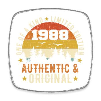 Original 1988 Geburtstagsgeschenk 1988 authentisch - Viereckiger Kühlschrankmagnet - Weiß - Vorne
