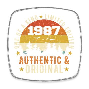 Original 1987 Birthday Gift 1987 Authentic - Square fridge magnet - white - Front