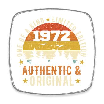 Original 1972 Geburtstagsgeschenk 1972 authentisch - Viereckiger Kühlschrankmagnet - Weiß - Vorne