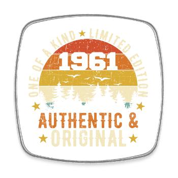 Original 1961 Geburtstagsgeschenk 1961 Authentisch - Viereckiger Kühlschrankmagnet - Weiß - Vorne