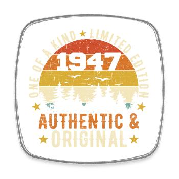 Original 1947 Geburtstagsgeschenk 1947 authentisch - Viereckiger Kühlschrankmagnet - Weiß - Vorne