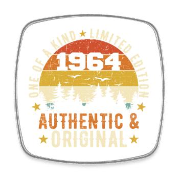 Original 1964 Geburtstagsgeschenk 1964 authentisch - Viereckiger Kühlschrankmagnet - Weiß - Vorne