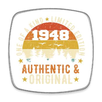Original 1948 Geburtstagsgeschenk 1948 authentisch - Viereckiger Kühlschrankmagnet - Weiß - Vorne