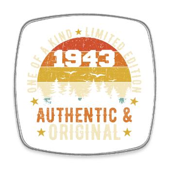Original 1943 Geburtstagsgeschenk 1943 authentisch - Viereckiger Kühlschrankmagnet - Weiß - Vorne