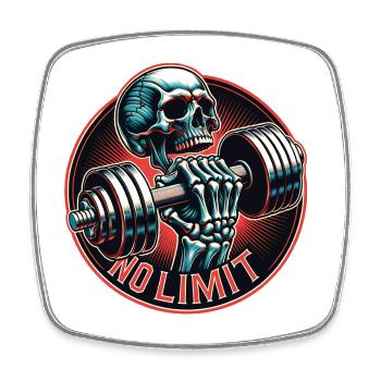 No Limit Skull in Workout Bodybuilding Dumbbell - Square fridge magnet - white - Front