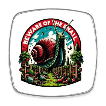 Giant snail, snail disaster, garden snail - Square fridge magnet - white - Front