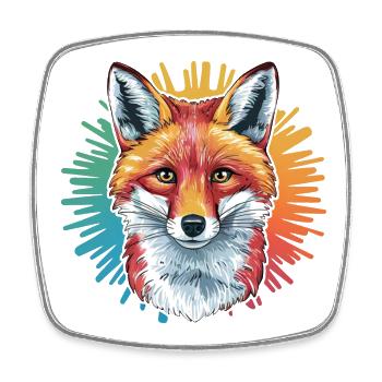 Fuchs - Illustration - Viereckiger Kühlschrankmagnet - Weiß - Vorne
