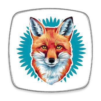 Fuchs - Illustration - Viereckiger Kühlschrankmagnet - Weiß - Vorne