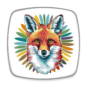 Fuchs - Illustration - Viereckiger Kühlschrankmagnet - Weiß - Vorne