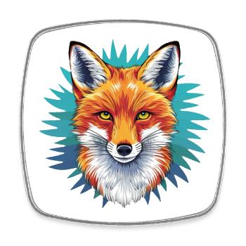 Fuchs - Illustration - Viereckiger Kühlschrankmagnet - Weiß - Vorne