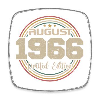 Jahrgang Jahrgang August 1966 Geburtstagsgeschenk 1966 - Viereckiger Kühlschrankmagnet - Weiß - Vorne