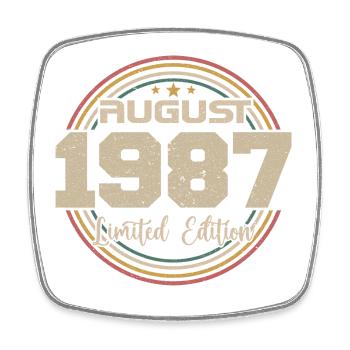 Millésime Né(e) Août 1987 Cadeau Anniversaire 1987 - Magnet carré - blanc - Devant