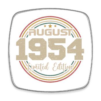 Vintage Born August 1954 Birthday Gift 1954 - Square fridge magnet - white - Front